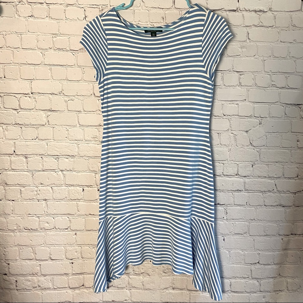 Ralph Lauren Blue White Striped Sundress Petite M